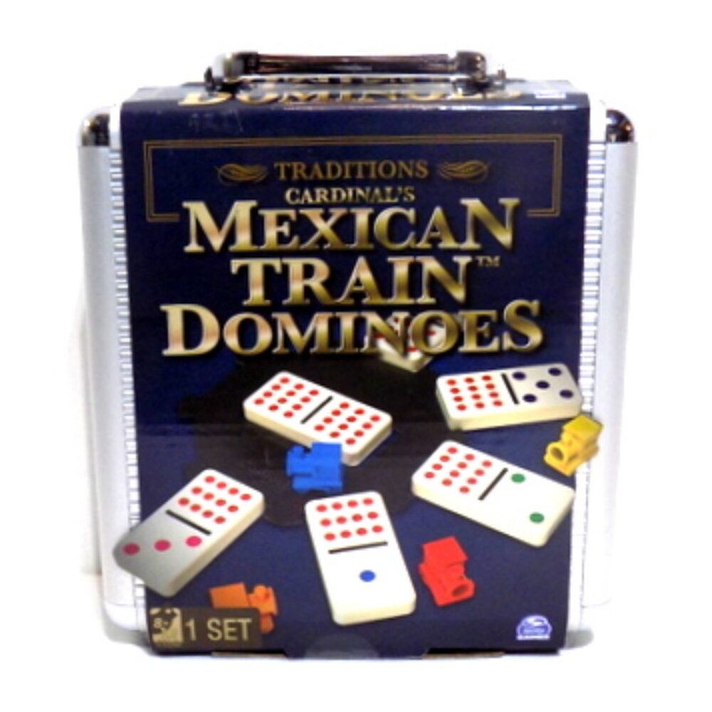 Traditions Cardinal’s Mexican Train Dominos - 1 Set with Aluminum Case - New